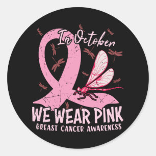 Im Oktober tragen wir Rosa Brustkrebsbewusstsein  Runder Aufkleber