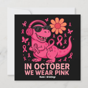 Im Oktober tragen wir rosa Dinosaurier-Krebsbewuss Einladung