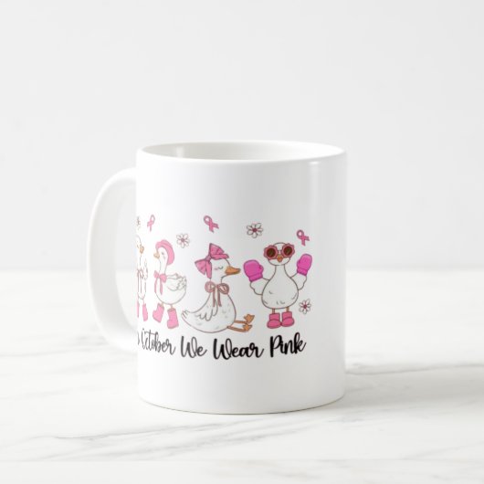 Im Oktober tragen wir rosa Entendesign 🎀 🦆 💗 Kaffeetasse (Vorderseite Links)