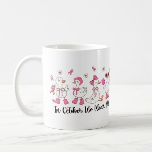 Im Oktober tragen wir rosa Entendesign 🎀 🦆 💗 Kaffeetasse (Links)