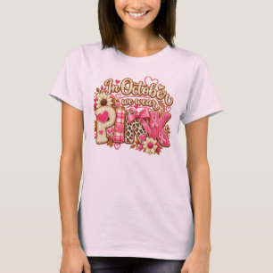 Im Oktober tragen wir rosa Faux-Strick-Shirt T-Shirt