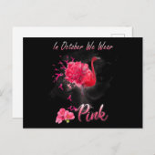 Im Oktober tragen wir rosa Flamingo Brustkrebs Awa Postkarte (Vorne/Hinten)