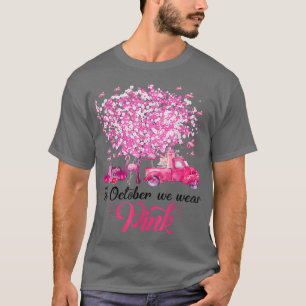 Im Oktober tragen wir rosa Flamingo Brustkrebs Awa T-Shirt