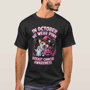 Im Oktober tragen wir rosa Geist Corgi Hund Brust  T-Shirt