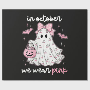 im Oktober tragen wir rosa Geist Halloween Geschenkpapier