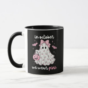 im Oktober tragen wir rosa Geist Halloween Tasse