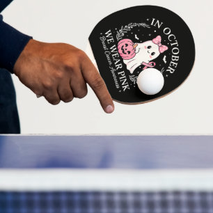Im Oktober tragen wir rosa Geist Halloween Tischtennis Schläger