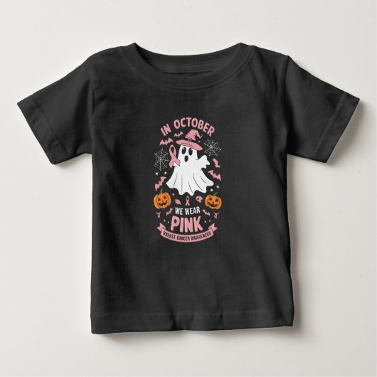 Im Oktober tragen wir rosa Geisterhexen Brustkrebs Baby T-shirt (Vorderseite)