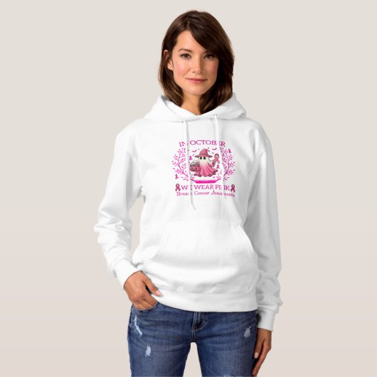 Im Oktober tragen wir rosa Geisterhexen Brustkrebs Hoodie (Vorne ganz)