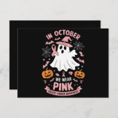 Im Oktober tragen wir rosa Geisterhexen Brustkrebs Postkarte (Vorne/Hinten)