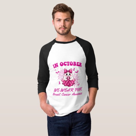 Im Oktober tragen wir rosa Geisterhexen Brustkrebs T-Shirt (Vorne ganz)