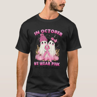 Im Oktober tragen wir rosa Geisterhexen Brustkrebs T-Shirt