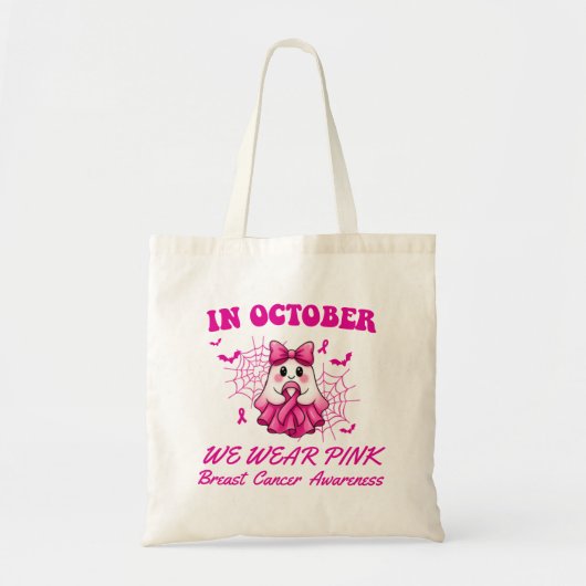 Im Oktober tragen wir rosa Geisterhexen Brustkrebs Tragetasche (Vorne)