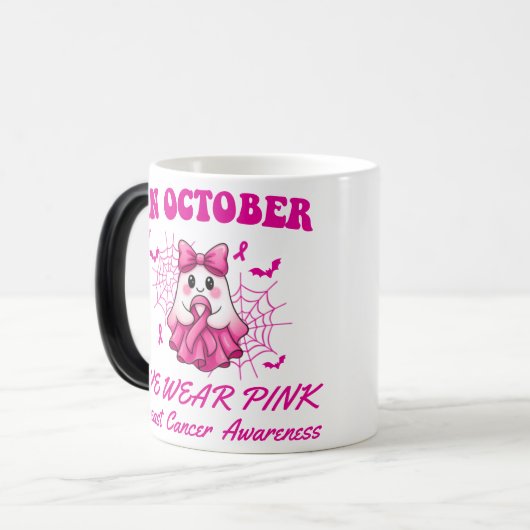 Im Oktober tragen wir rosa Geisterhexen Brustkrebs Verwandlungstasse (Vorderseite Links)