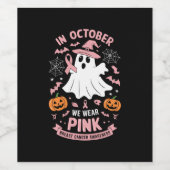 Im Oktober tragen wir rosa Geisterhexen Brustkrebs Weinetikett (Einzelnes Label)
