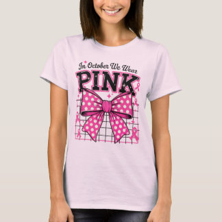 Im Oktober tragen wir rosa gepunktete Schleife T-Shirt