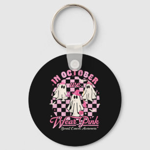 Im Oktober tragen wir rosa Ghost Halloween Brust k Schlüsselanhänger