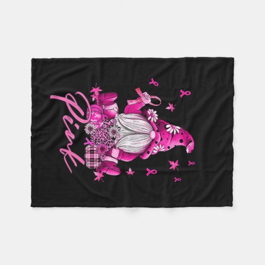 Im Oktober tragen wir rosa Gnome Brustkrebs-Aware Fleecedecke (Vorderseite (Horizontal))