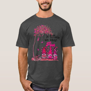 Im Oktober tragen wir rosa Gnome Fall Brustkrebs T-Shirt
