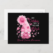 Im Oktober tragen wir rosa Gnome Gnome Brustkrebs Postkarte (Vorne/Hinten)