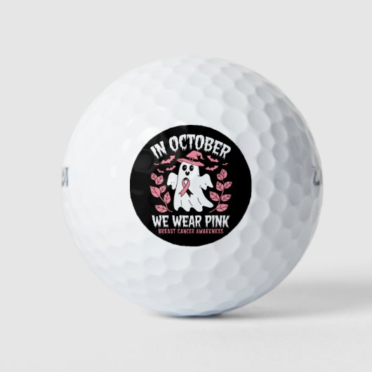 Im Oktober tragen wir rosa Halloween Hexe Golfball (Vorderseite)