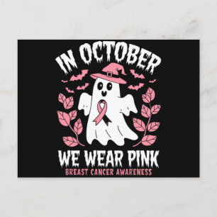 Im Oktober tragen wir rosa Halloween Hexe Postkarte