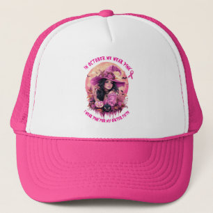Im Oktober tragen wir rosa Halloween Hexe Truckerkappe