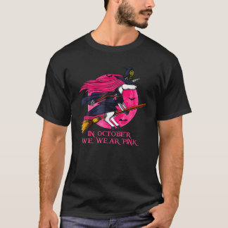 Im Oktober tragen wir rosa Halloween Hexe Unicorn T-Shirt