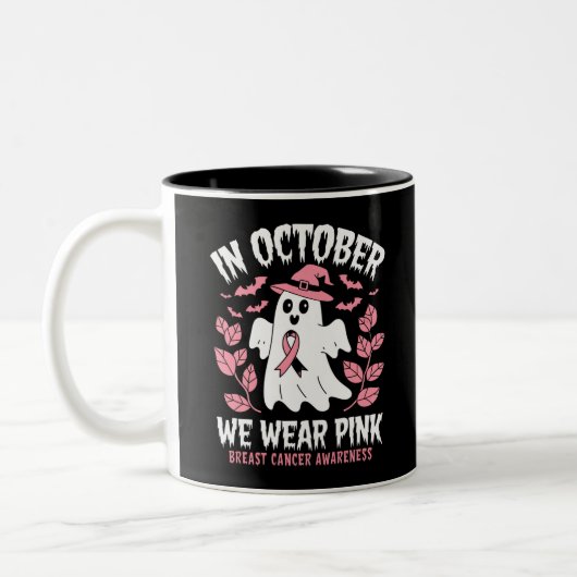 Im Oktober tragen wir rosa Halloween Hexe Zweifarbige Tasse (Links)