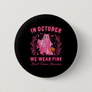 Im Oktober tragen wir rosa Halloween schwarze Katz Button