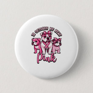 Im Oktober tragen wir Rosa � Halloween Süße Hunde Button