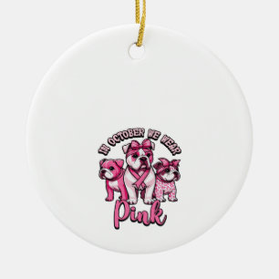 Im Oktober tragen wir Rosa � Halloween Süße Hunde  Keramik Ornament