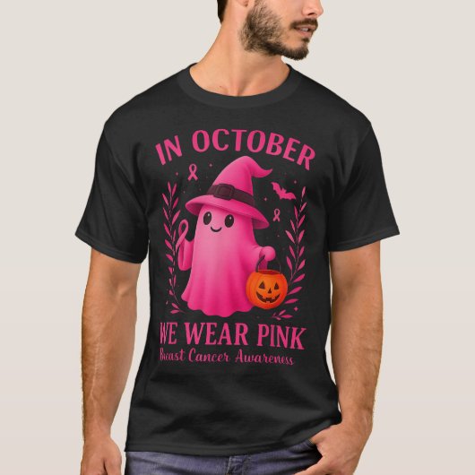 Im Oktober tragen wir rosa Halloween T-Shirt (Vorderseite)