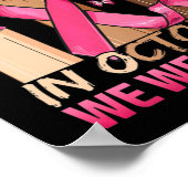 Im Oktober tragen wir rosa Hand Ribbon Brustkrebs Poster (Ecke)