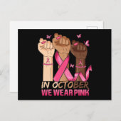 Im Oktober tragen wir rosa Hand Ribbon Brustkrebs Postkarte (Vorne/Hinten)