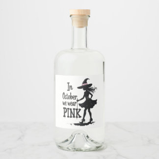 Im Oktober tragen wir rosa Hexen Halloween-Party Alkoholflaschenetikett