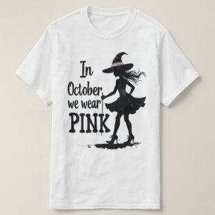 Im Oktober tragen wir rosa Hexen Halloween T-Shirt