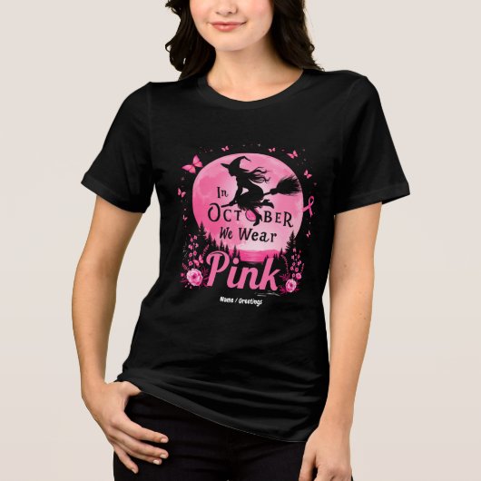 Im Oktober tragen wir rosa Hexenkrebs Tri-Blend Shirt (Vorderseite)