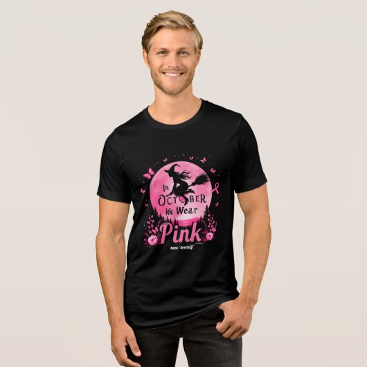 Im Oktober tragen wir rosa Hexenkrebs Tri-Blend Shirt (Vorderseite voll)