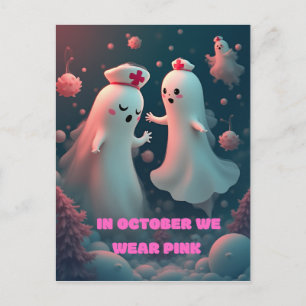 Im Oktober tragen wir rosa Krankenschwester-Geist  Postkarte