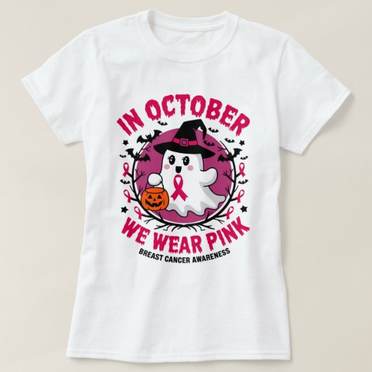 Im Oktober tragen wir rosa Krebsbewusstsein Hallow T-Shirt (Design vorne)