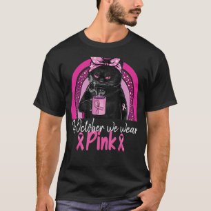 Im Oktober tragen wir Rosa Niedliche Katze Brust K T-Shirt