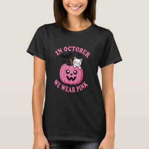 im Oktober tragen wir Rosa niedliche Katze Kürbis T-Shirt