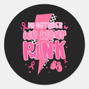 Im Oktober tragen wir rosa Ribbon Blitz Brea Runder Aufkleber