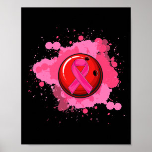 Im Oktober tragen wir rosa Ribbon Bowling Breast C Poster