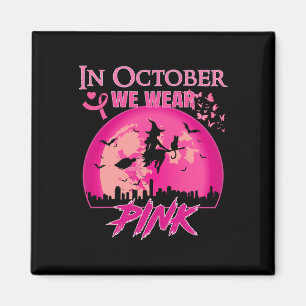 Im Oktober tragen wir rosa Ribbon, Halloween Bre Magnet