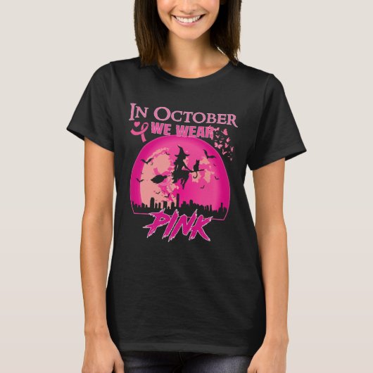 Im Oktober tragen wir rosa Ribbon, Halloween Bre T-Shirt (Vorderseite)