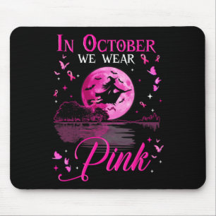 Im Oktober tragen wir rosa Ribbon Halloween Hexenb Mousepad