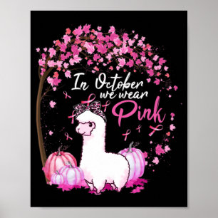 Im Oktober tragen wir rosa Ribbon Lamas Brustkrebs Poster