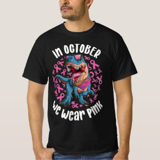 Im Oktober tragen wir rosa Ribbon T-rex Dinosaurie T-Shirt